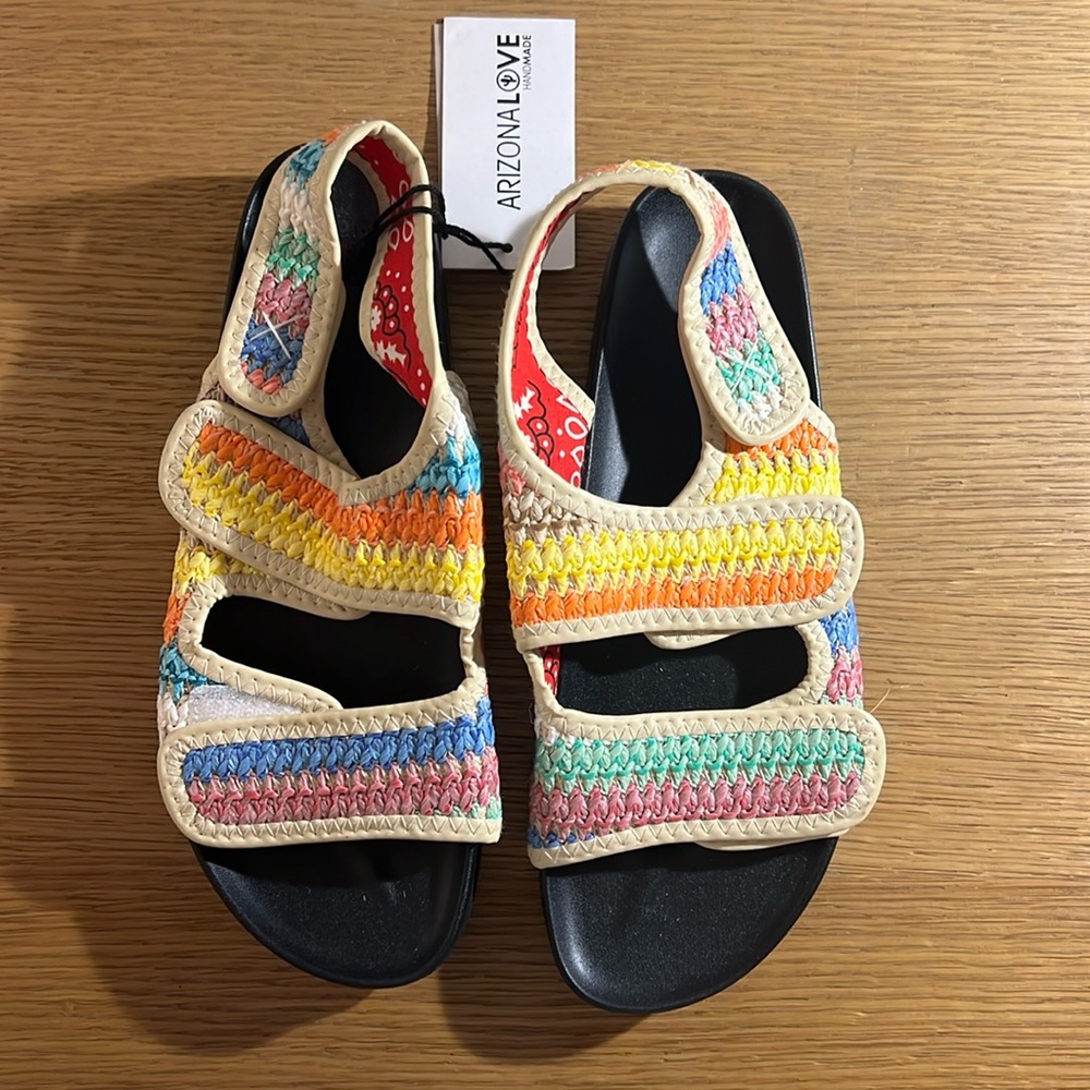 Arizona Love crotchet rainbow sandals